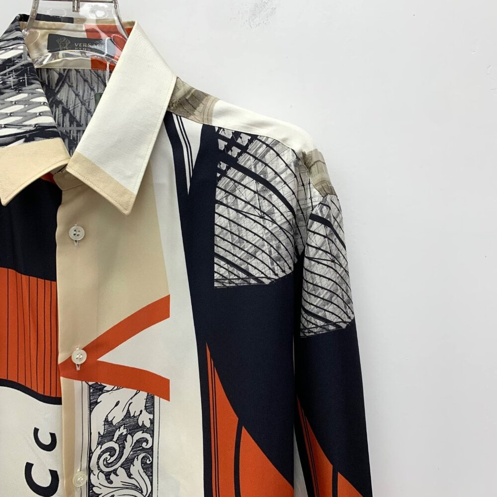 Versace Color-Block Pattern Printed Collared Sing… - image 3